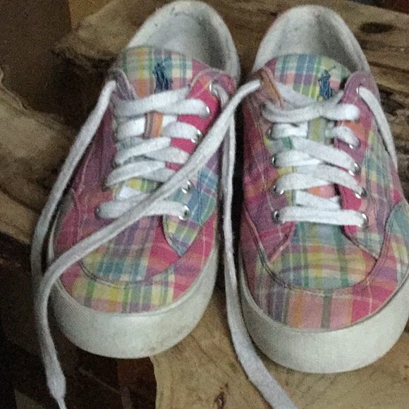 Ralph Lauren polo plaid sneakers shoes travel vacay beach ocean preppy cowgirl - Picture 3 of 7